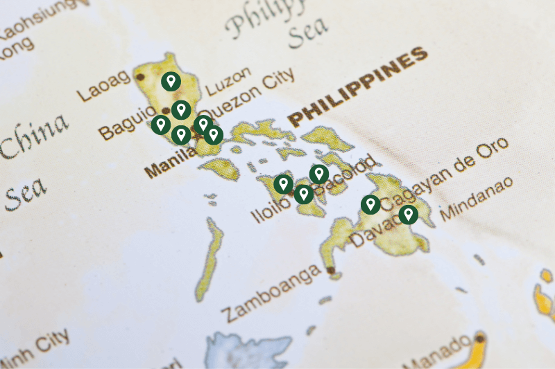 Environet Pest Control Branches pinned in the map of the philippines