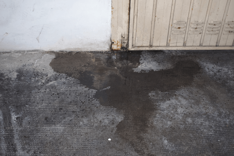 damage caused by dampness and moisture on garage door