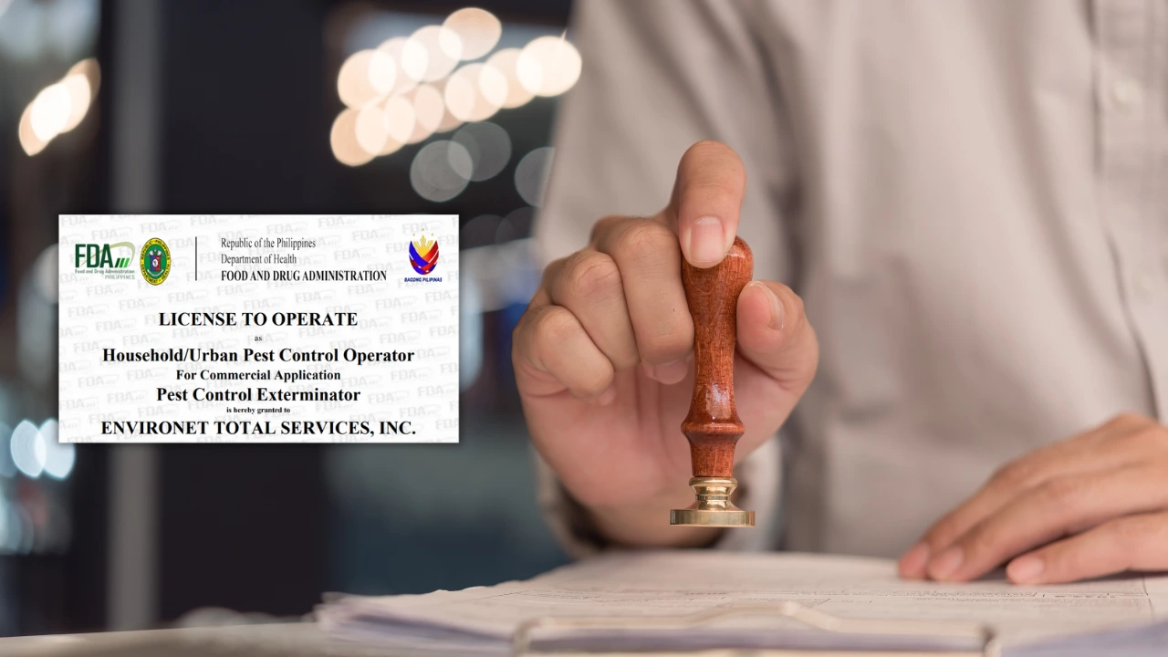 Environet Pest Control FDA License to Operate in the Philippines 