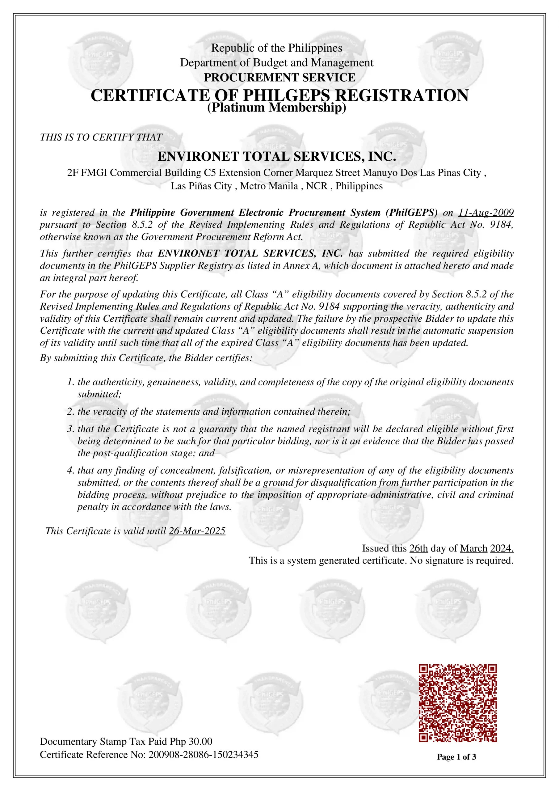 Environet philgeps registration certificate