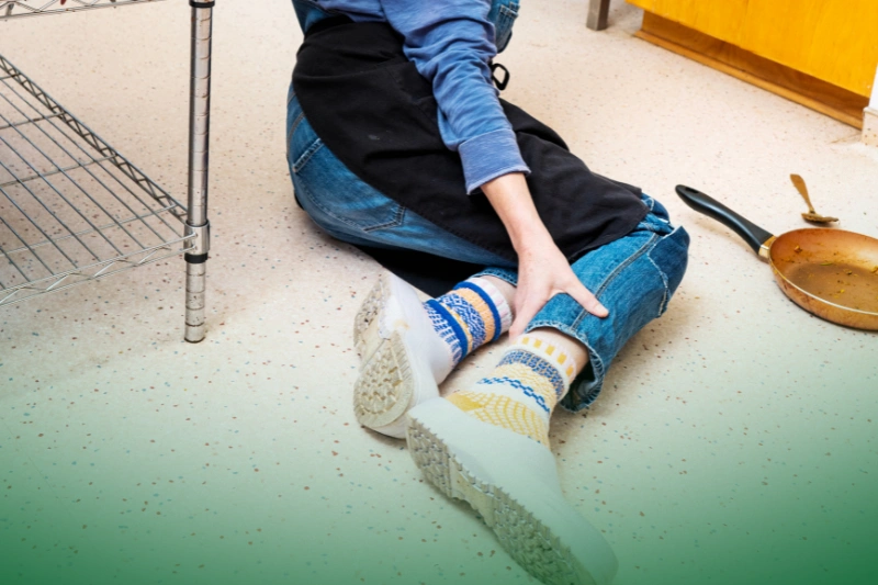Preventing Slip-and-Fall Accidents an injured female who has fallen and slipped