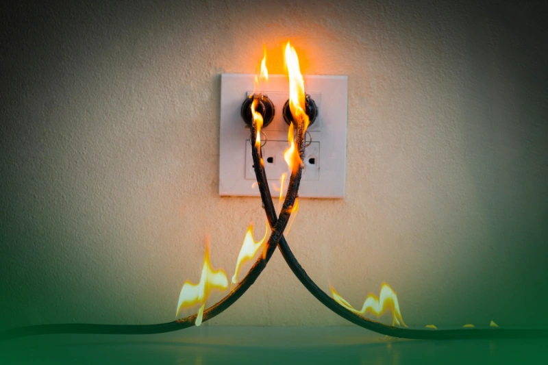 Reducing the Risk of Electrical Fires on fire electric plug in a workplace