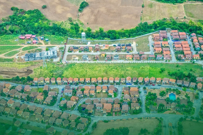 Residential Homeowners an overhead view of housing developments in various stages