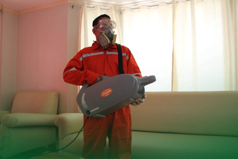 Seek Professional Pest Control Services technician using misting to eliminate flying and crawling insects