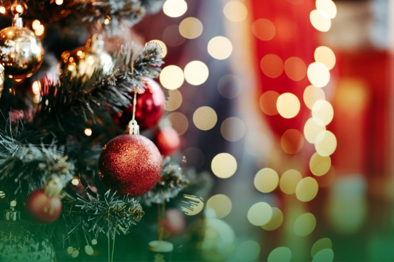 a close up of a christmas tree