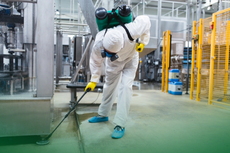 Chemical Pest Control Methods a pest control worker hand holding a sprayer for spraying pesticides