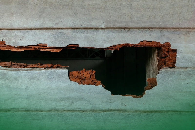 Hollow-Sounding Wood Termite Treatment: Safeguarding Your Home from Silent Invaders_Hollowed-Wood wall damaged by termites