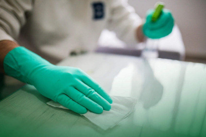 Stay Healthy_ Clean Your Home with Disinfection Services Start the Year Right: Your Easy Guide to a New Year 2024_A cleaner cleaning a kitchen countertop