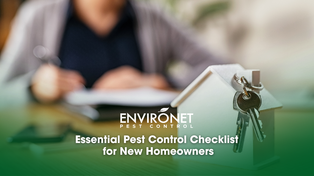 the new homeowners are reading the pest control checklist